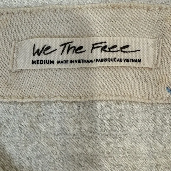 We The Free Ivory Rockaway Oversized Crop Shirt Medium - Picture 2 of 11